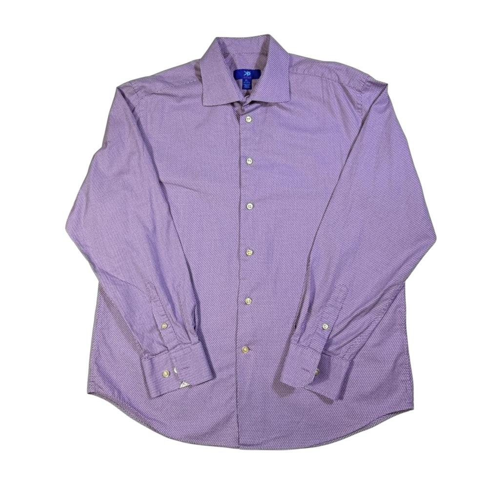 Egara Purple Textured Dress Shirt XL 17-17.5 100% Cotton Button Down Office